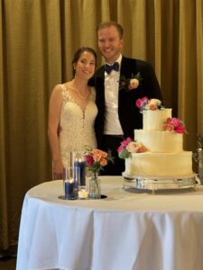 Wedding couple cake cutting